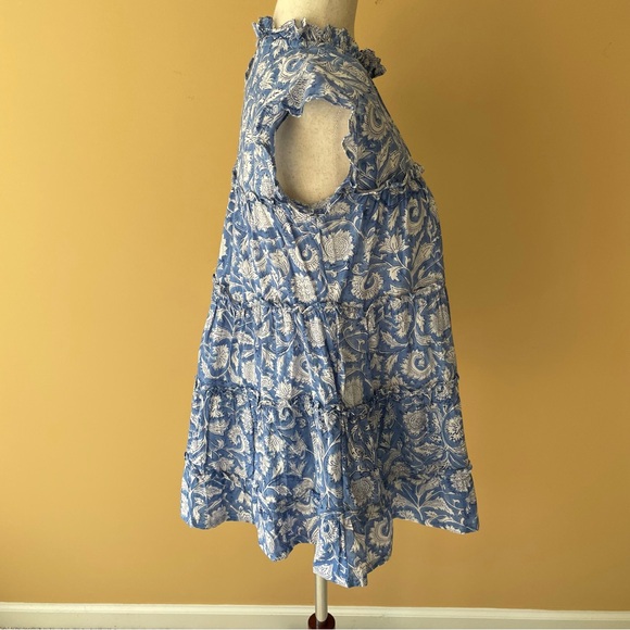 HAMPTON HOUSE Ruffle Block Print Tiered Top - Picture 4 of 7